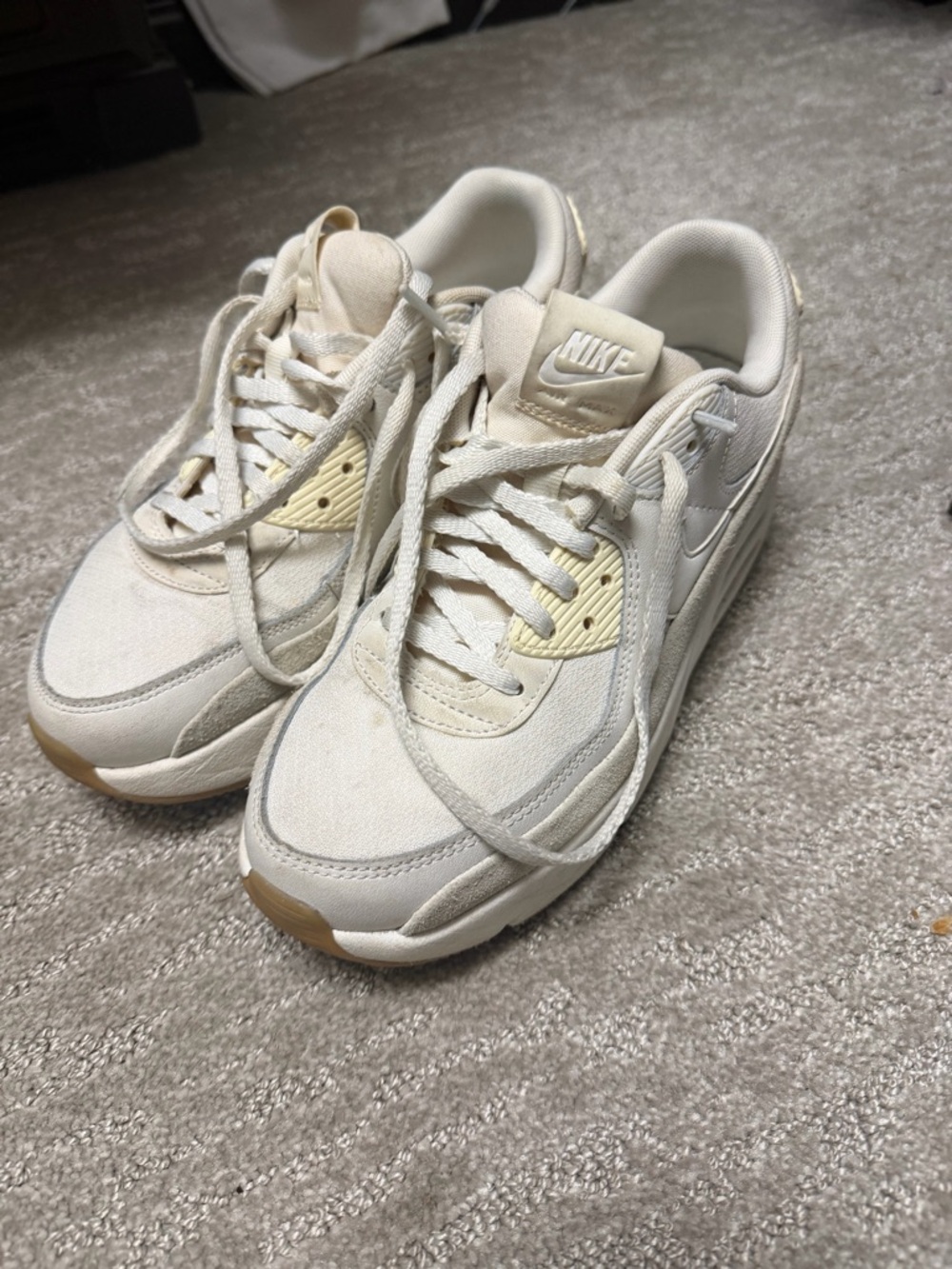 Nike Women’s Air Max Sneakers in Off-White and Light Tan Accents